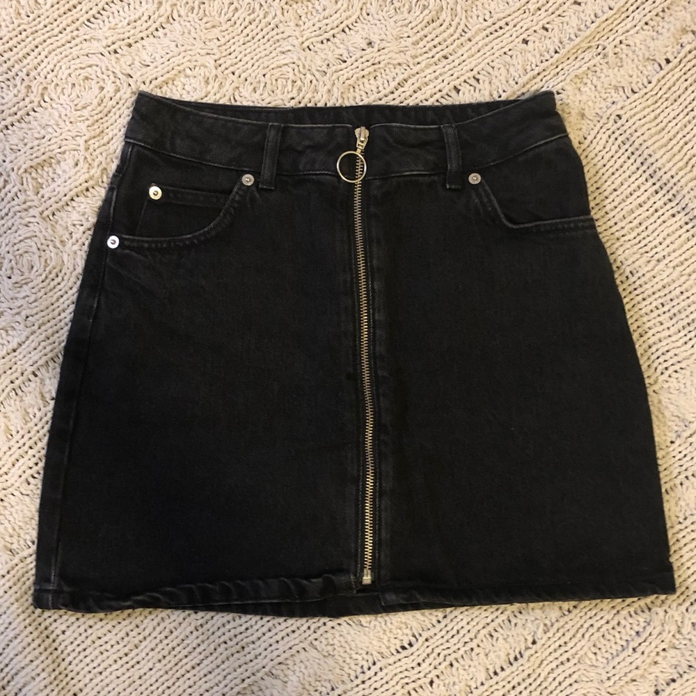 Black Denim Mini Skirt
